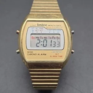 Armitron Digital — Gold dial, steel case