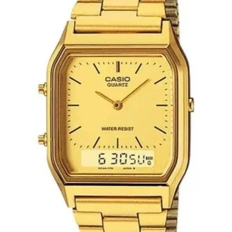 Casio AQ-230GA-9 — gold dial, resin case