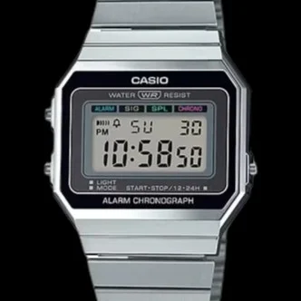 Casio Vintage Digital — Silver dial, resin case