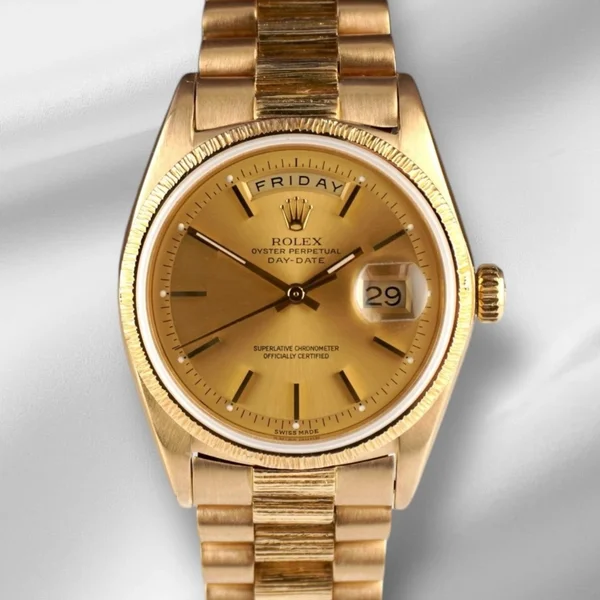 Rolex Day-Date — White dial, gold case