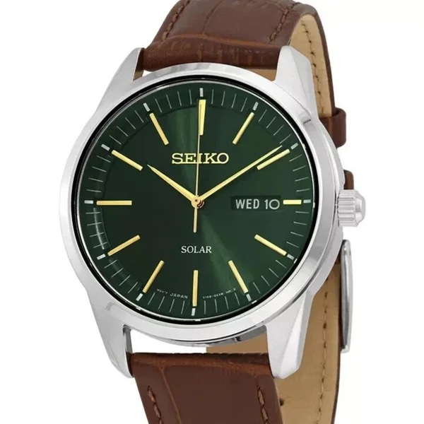 Seiko Solar — Black dial, steel case