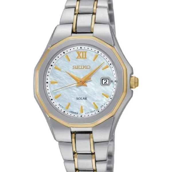 Seiko Solar — White dial, steel case