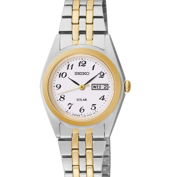 Seiko Solar — White dial, steel case